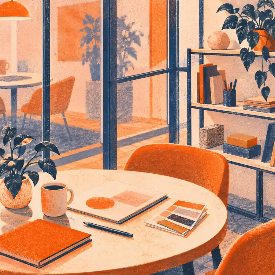 Illustration of consulting businesses equipment and workspace