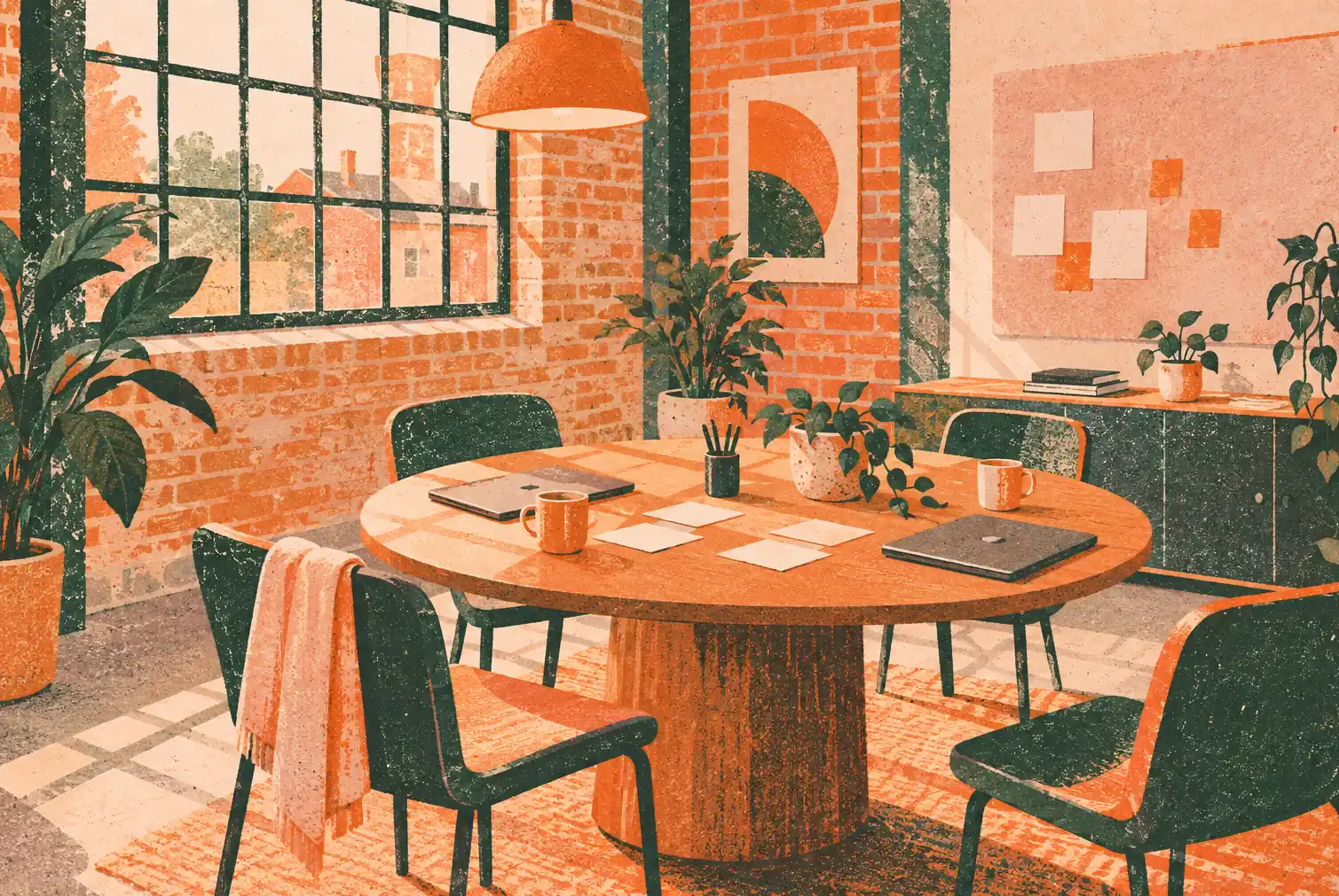 Illustration of consulting businesses and their working space