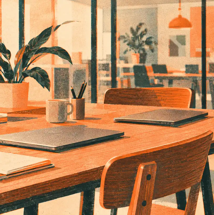 Illustration of consulting businesses equipment and workspace